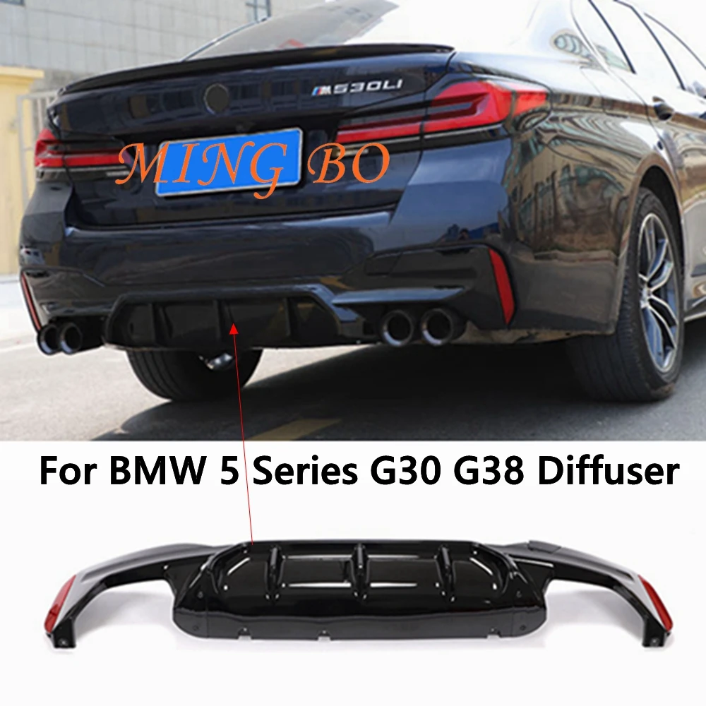 For BMW 5 Series G30 G38 2018- 2022 530i 540i M Perforamce M5 Competition Rear Bumper Diffuser Exhuast Pipe Lip Body Kit