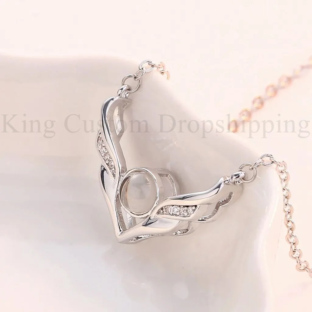 

New Projection Necklace Wings Personalized Pendant Customized Photo Meaningful Birthday and Festivals Gift