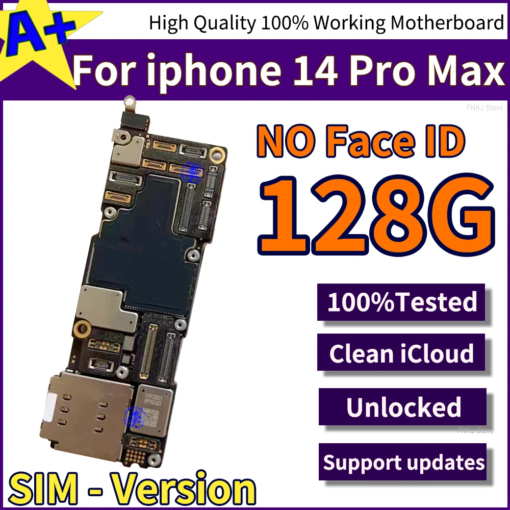 Fully Tested Authentic For iPhone 14 Pro Max Good Working Unlocked Motherboard With Face ID Unlocked Clean ICloud Board No ID