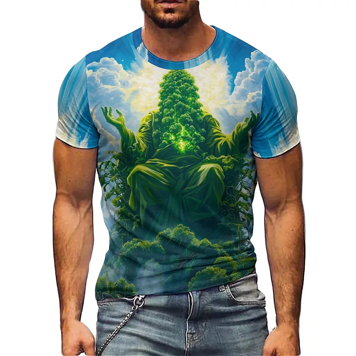 

Hawaiian Style All-Season Tie-Dye Men's 3D Printed Short-Sleeve T-Shirt - Men's High-Quality Printing Top