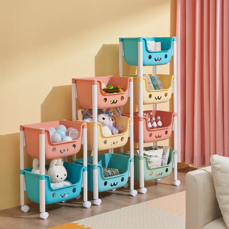 

Cartoon Cute Children's Toy Storage Rack Large Capacity Multi-layer Floor Standing Snack and Miscellaneous Sorting Cart