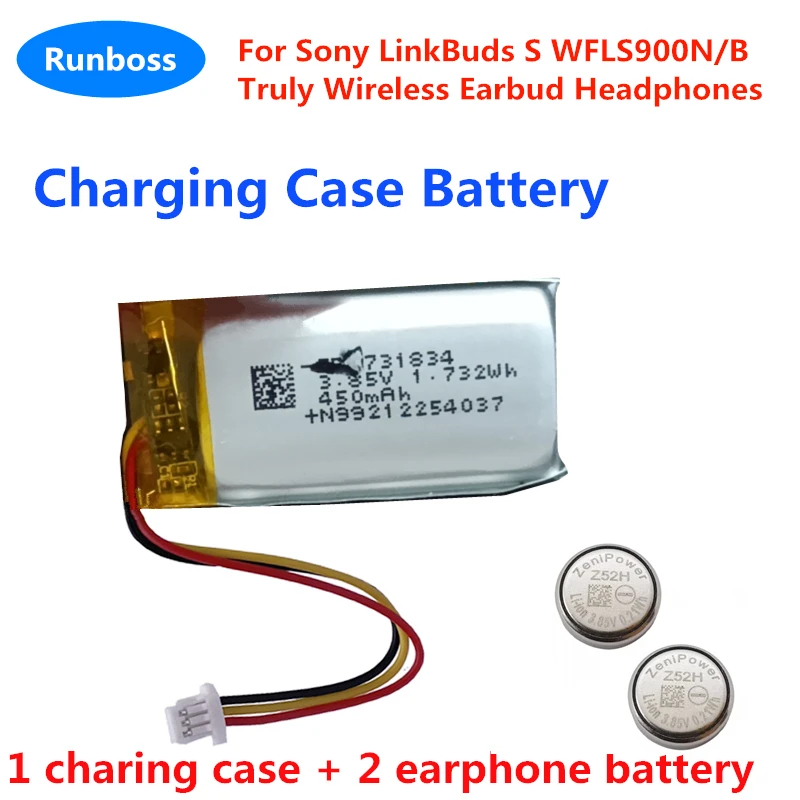 100% New ZeniPower 1240 Z52H 3.85V Charging Case Battery for Sony LinkBuds S WFLS900N/B Truly Wireless Earbud Headphones