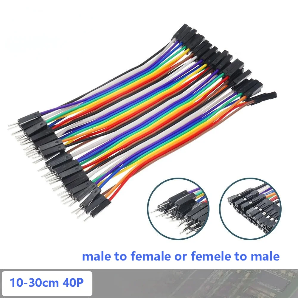 2pcs 40pin Colorful DuPont Wire Female to Female/Male to Female/Male to Male 10/20/30CM Solder-Free DuPont Wire