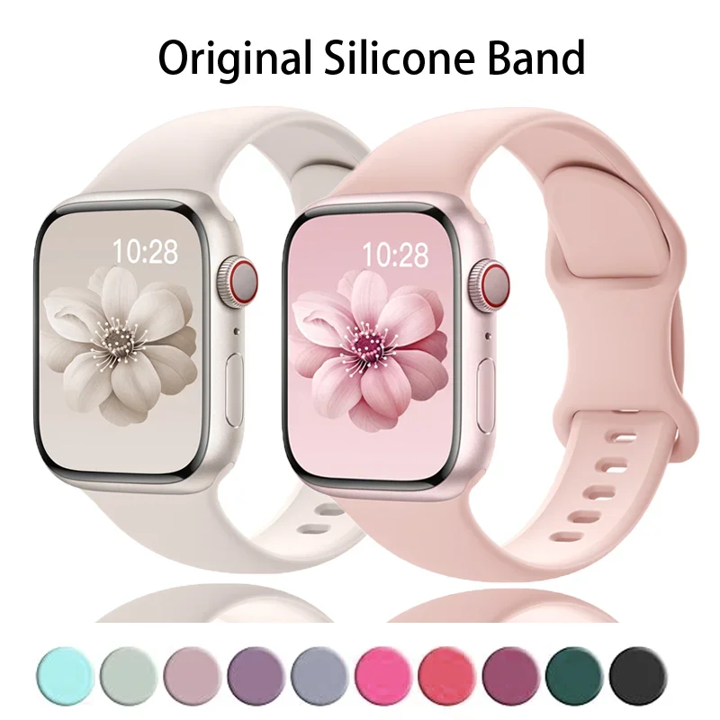 Silicone straps For Apple Watch Band 44mm 45mm 40mm 41mm 42-38mm 45 mm sport bracelet iwatch series 8 7 6 5 4 3 SE 9 Ultra2 49mm