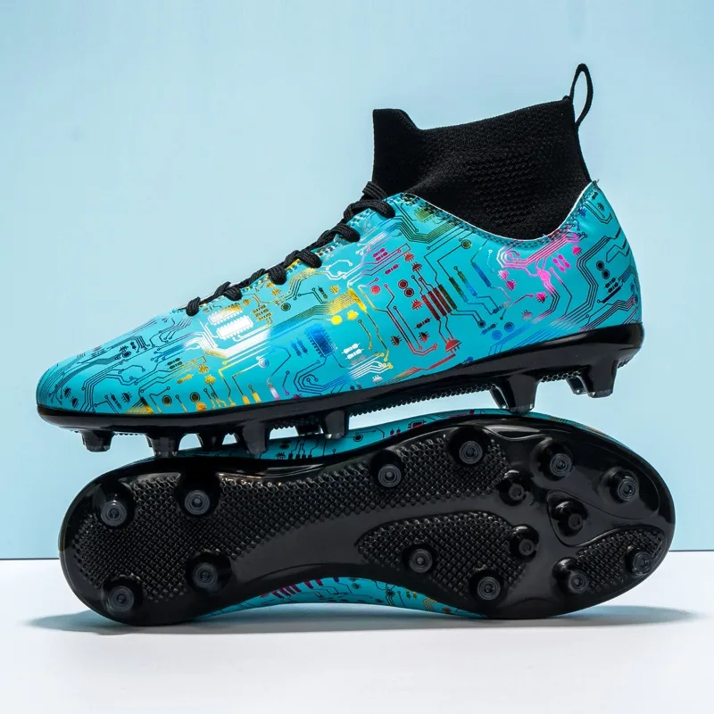 New Men Women Professional Football Boots Unisex Soccer Shoes Training Long Spikes Ankle Sport Sneakers Match Cleats Ultralight