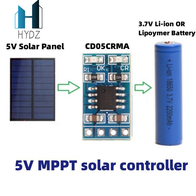 MPPT Solar Charge Controller 1A 4.2V 3.7V 18650 LiPo Li-ion Lithium Battery Charger Module SD05CRMA Solar Panel Battery Charging