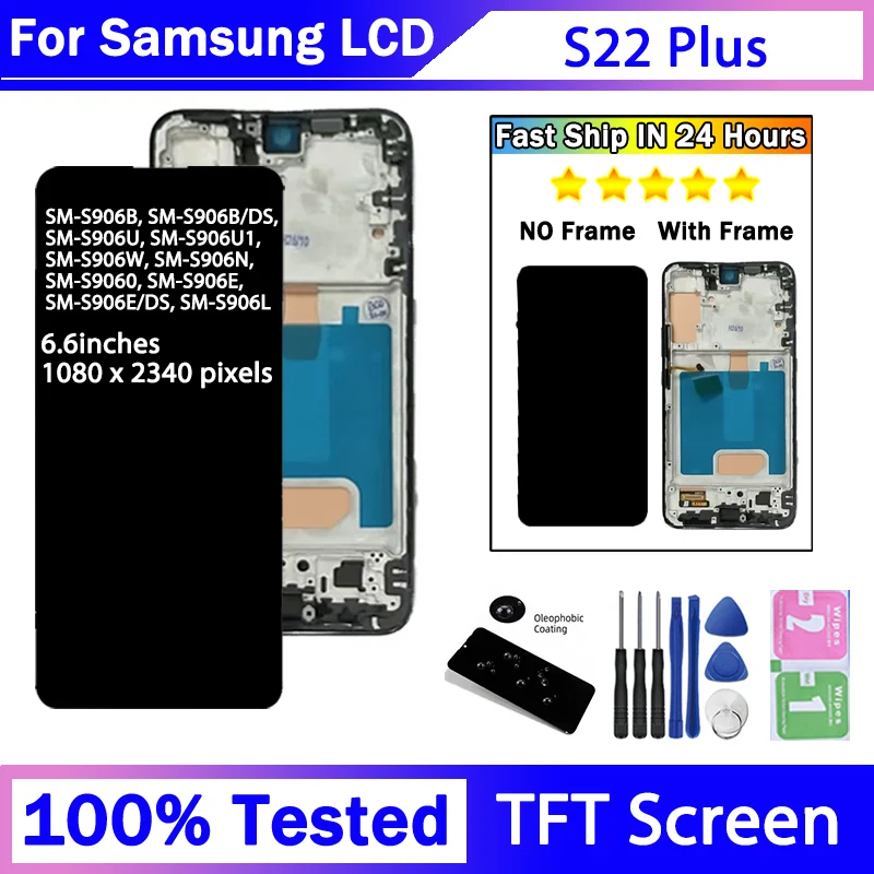 TFT Screen for Samsung S22 Plus S22+ SM-S906B SM-S906B/DS Lcd Display Touch Screen with Frame Digitizer Assembly