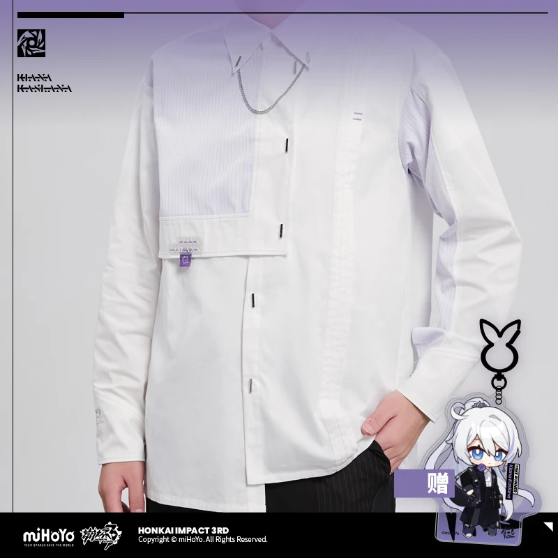 

Honkai Impact 3 Kiana Kaslana Time Runner Theme Clothing Halloween Costum Cosplay White Cotton Shirt Couplee Tops Game