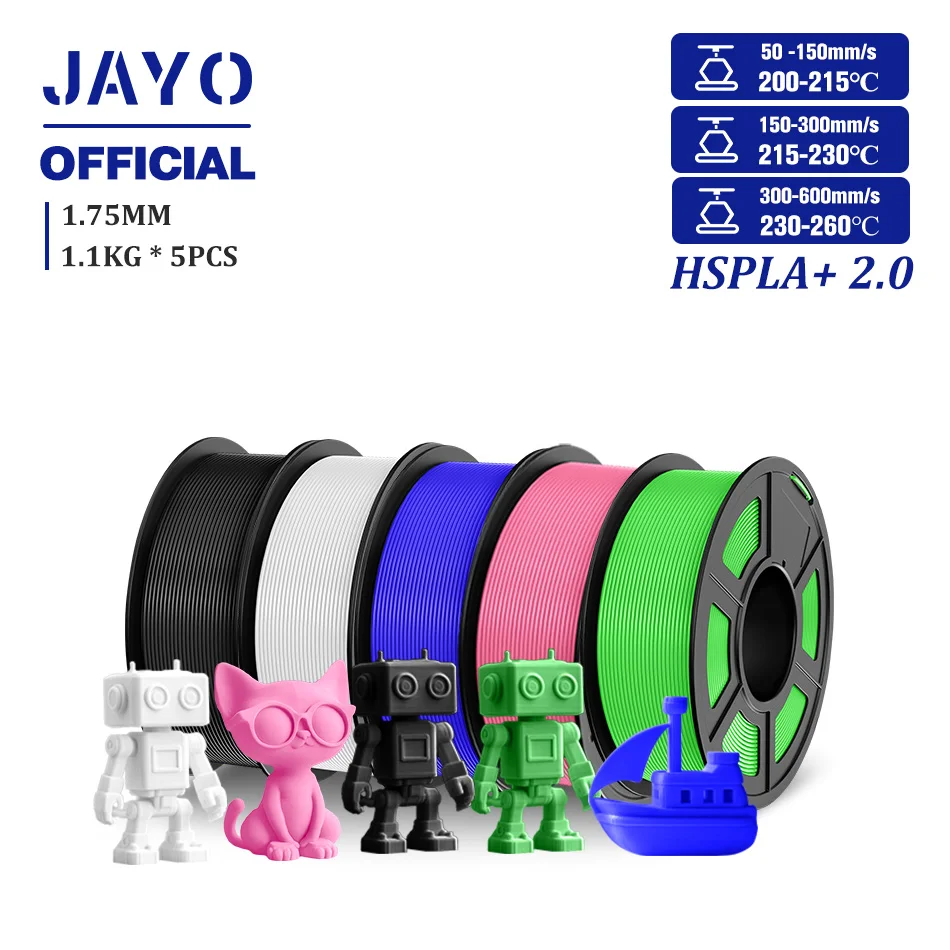 

JAYO Upgrade 2.0 Высокоскоростная нить PLA PLUS 600 мм/с для 3D-принтера PLA + 3D-нить 1,75 мм 5 рулонов нить высокой прочности