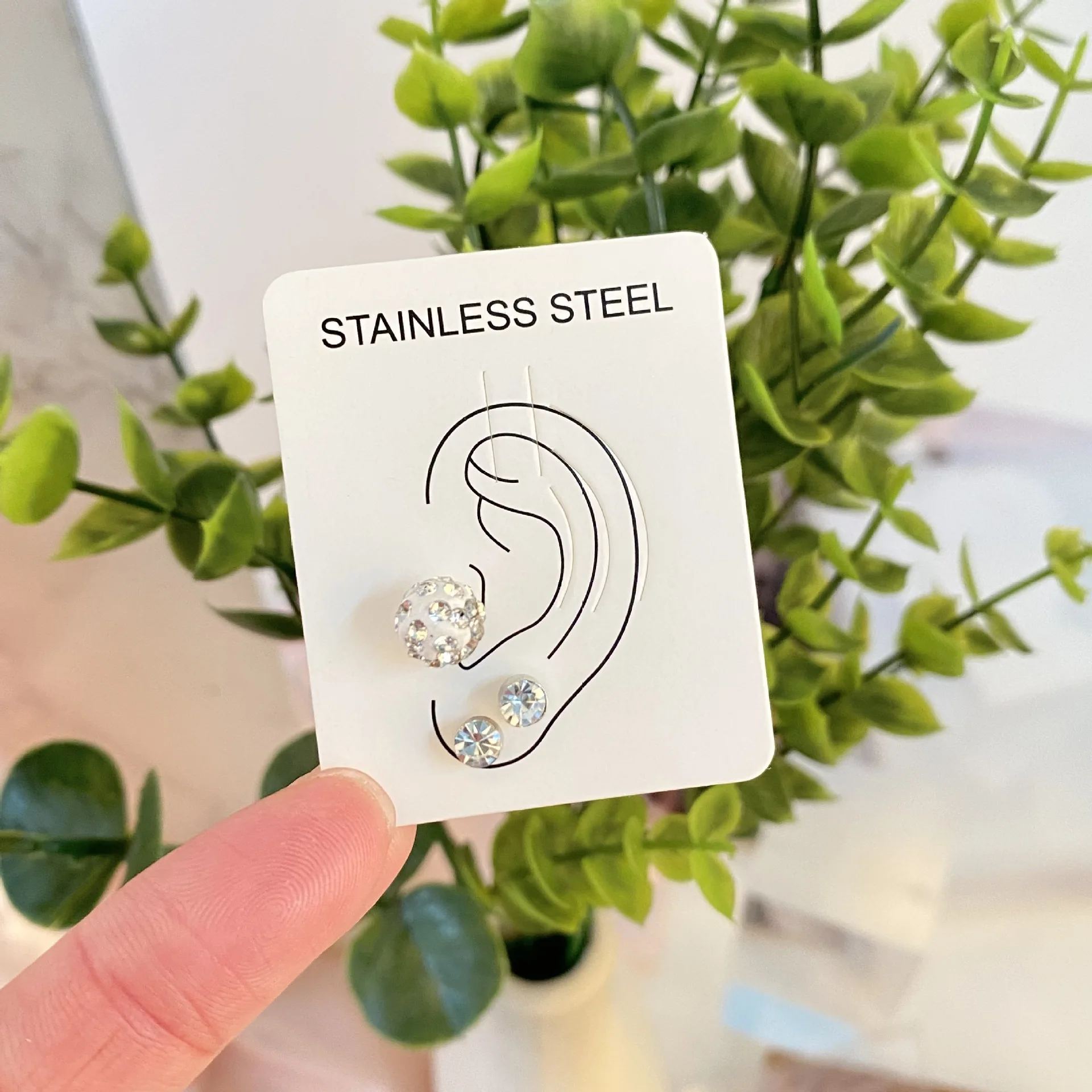 50PCS 4x4.9cm White Stainless Steel Ear Clip Stud Earrings Packing Paper Card Jewelry Set Packages DIY Display Holder Supply