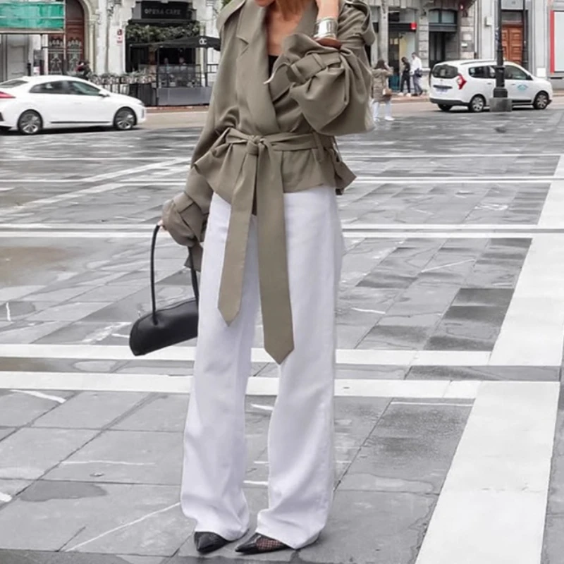 High-end French Large Lapel Lace-up Trench Coat 2025 Commuter Women's Autumn Fashion Temperament Coat