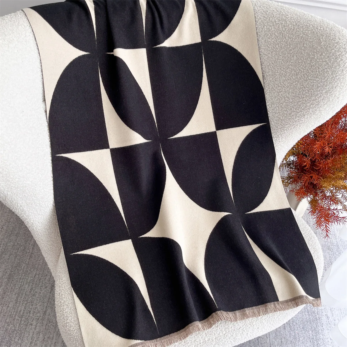 Autumn Winter Scarf for Women Jacquard Pashmina Shawls and Wraps Cashmere Blanket Warm Thick  Lady Outdoor  Poncho