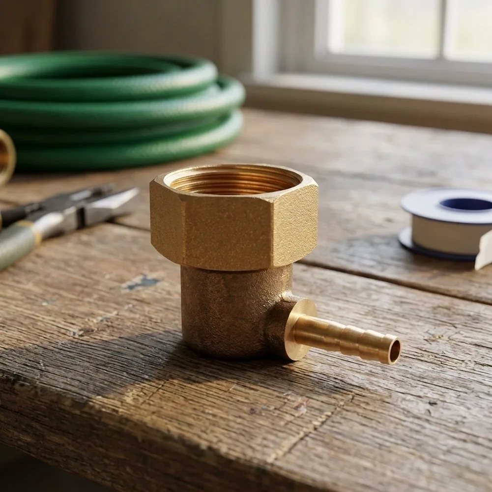 Brass L-Shape 90 Degree Elbow Fitting Supporting Multi-Axis Orientation Adjustments During Final Tubing System Assembly