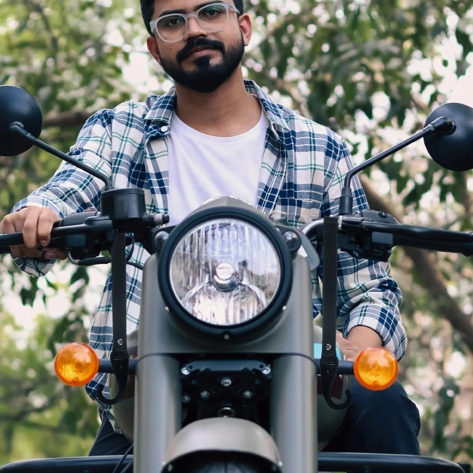 2 قطعة دراجة نارية المقود هوك حامل جلد حزام حبل دراجة نارية الملحقات المنظم حزام مع السنانير #3