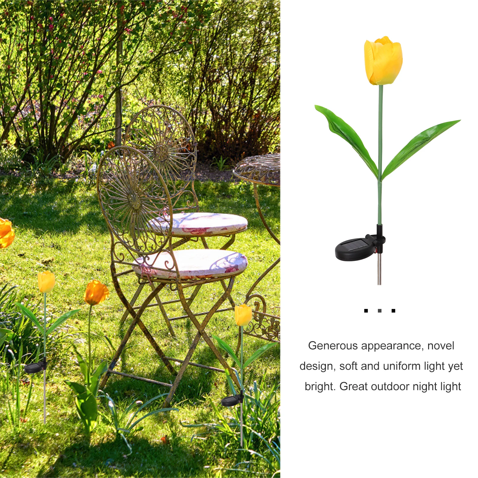 

Solar Tulip Lantern Lawn Light Outdoor Decorative Lamp Silk Cloth Stainless Steel Garden Park Pathway Solar Charged Energy