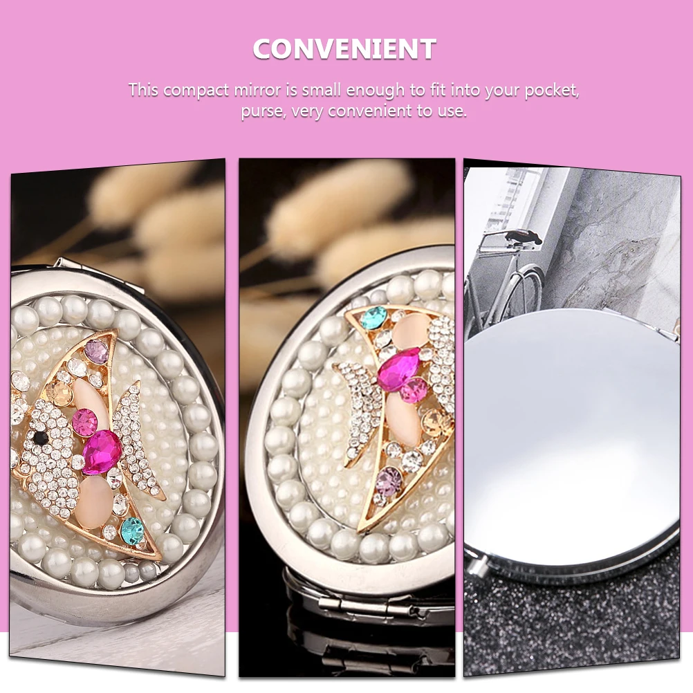 

Design Compact Makeup Mirror Metal Small Pocket Double Sided Travel Mirror for Women Girls