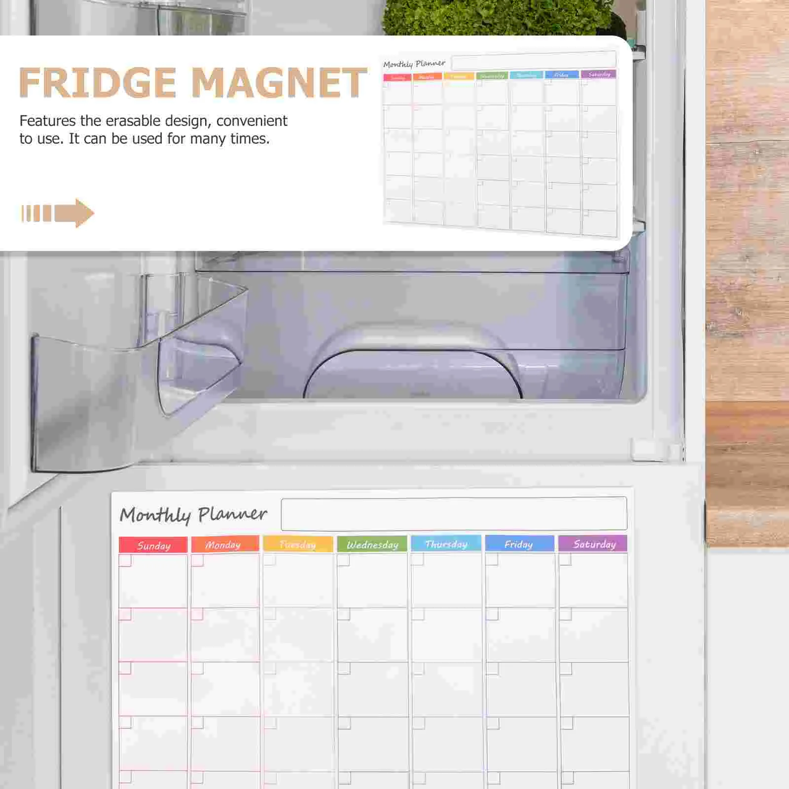 Monthly Planner Fridge Magnets Calendar White Board Dry Erase Organizer Refrigerator Whiteboard Magnetic Force