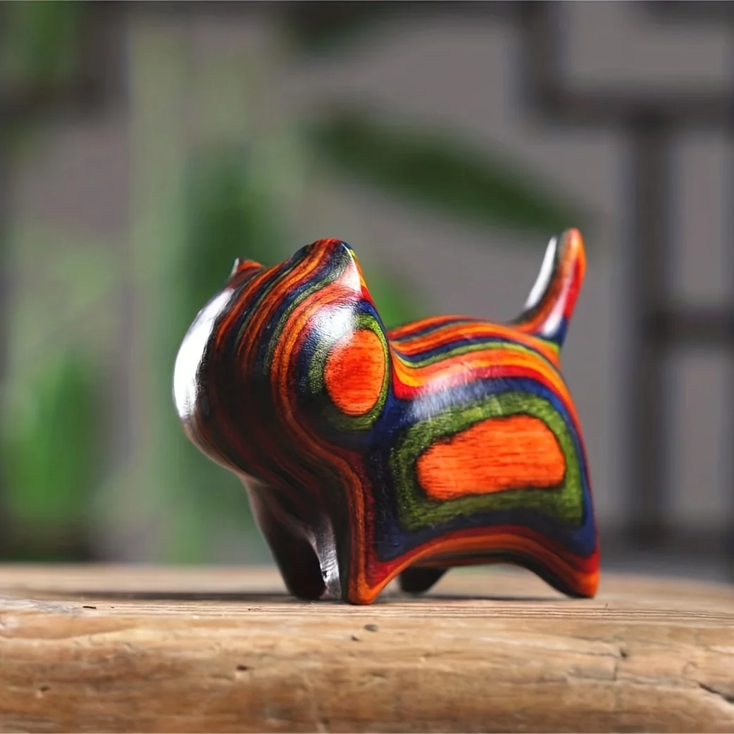 1Pc Christmas Animal Pen Holder Cute Girly Solid Wood Hand-Carved Cat Beginner Calligraphy Chinese Painting Brush Storage Rack Cat Toy Desk Ornament