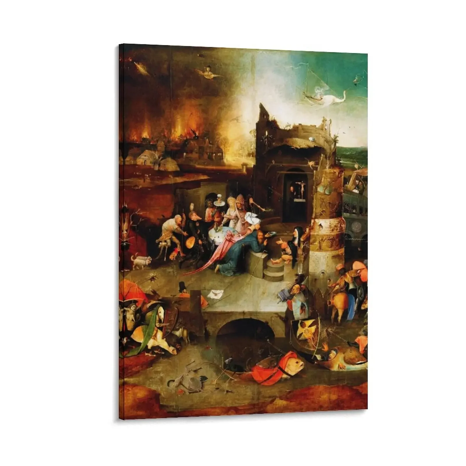 

HD. Temptation of Saint Anthony (Triptych), by Hieronymus Bosch (High definition) Canvas Painting posters for room