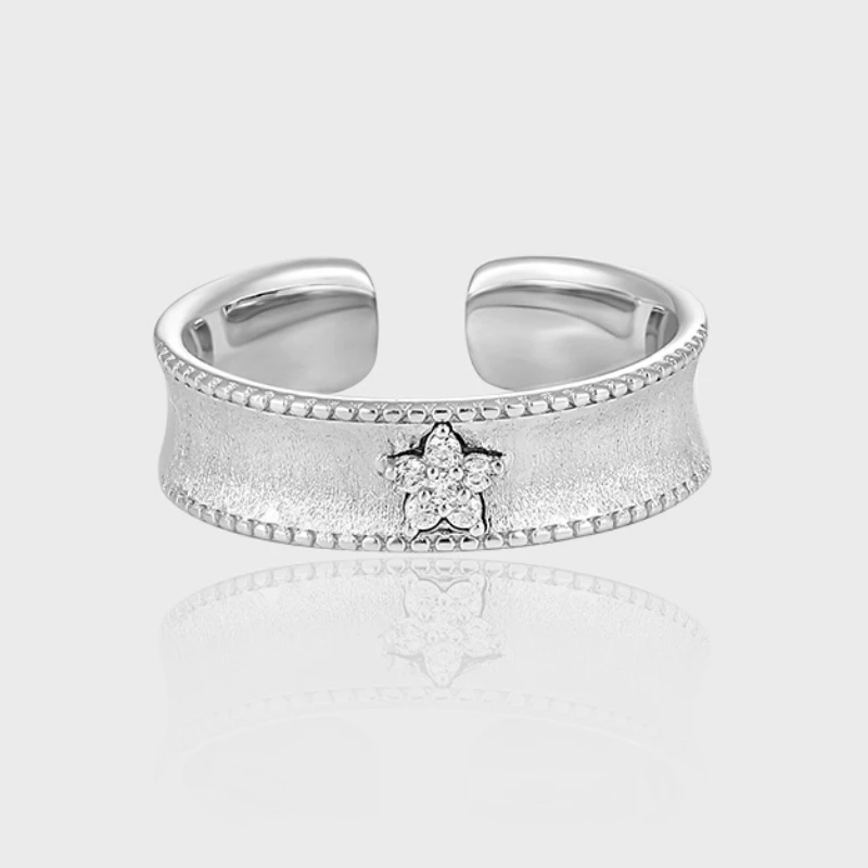 

Matte Frosted Luxury Designer Rings S925 Sterling Silver Ring Fashion Original Zircon Inlay Fine Jewelry for Elegant Woman 0466#