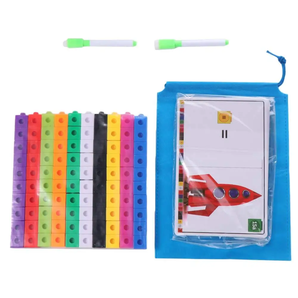 Montessori cubo quebra-cabeça blocos de construção multilink aprendizagem diy blocos de construção cubo brinquedos contagem empilhados portátil