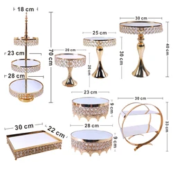 Gold Silver 6- 15pcs  Electroplate Metal  Crystal Cake Stand Set Display Wedding Birthday Party Dessert  Cupcake Plate Rack