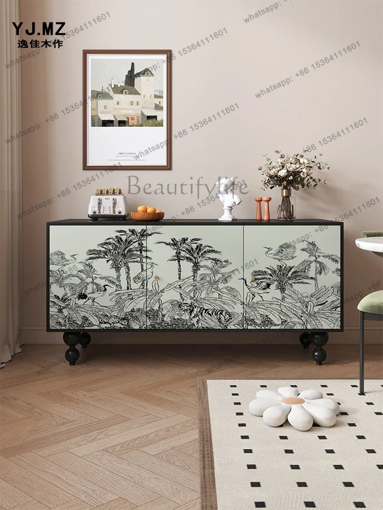 

yj9 French Household Solid Wood Sideboard Living Room Storage Cabinet Kitchen and Bedroom Storage Cabinet