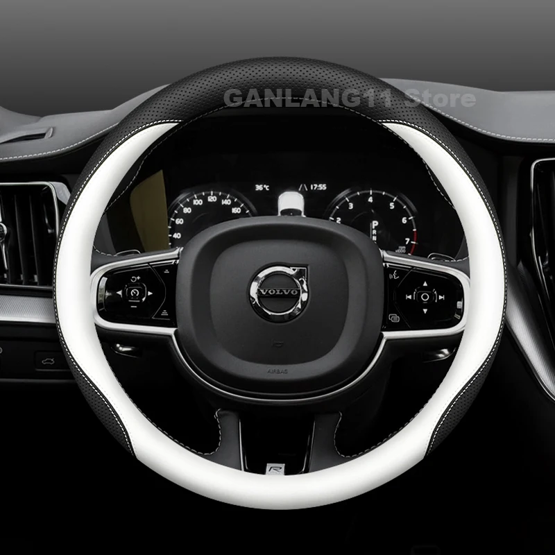 الجلود غطاء عجلة توجيه سيارة لفولفو XC60 XC40 XC90 المضادة للانزلاق السيارات غطاء عجلة القيادة فولفو XC60 اكسسوارات