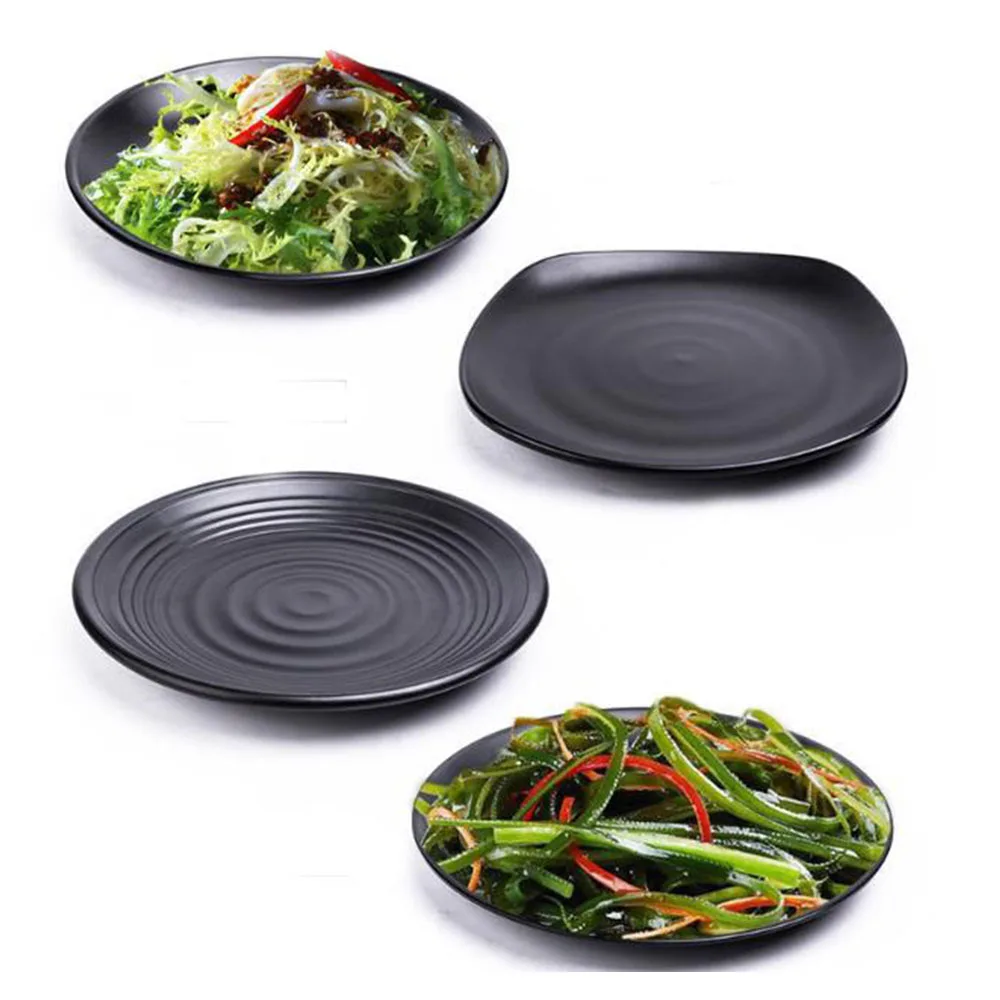 

Black Matte Barbecue Dish Melamine Tableware Plate Bowl