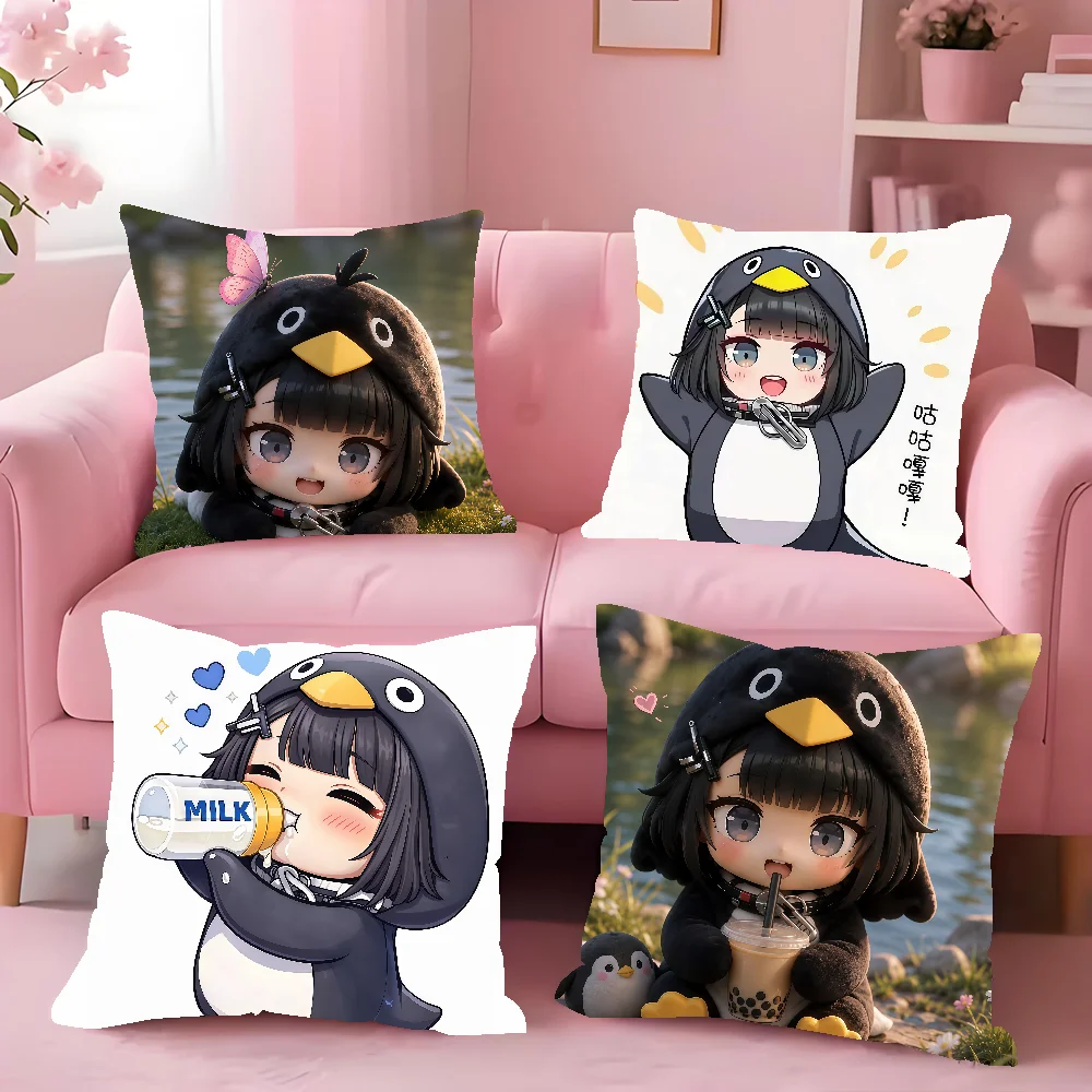 Cute Gugugaga Penguin Arknights Endfield Pillow Case Square Double-Sided Printing Sofa Cushion Cover Pillowcase Bedroom Bedside