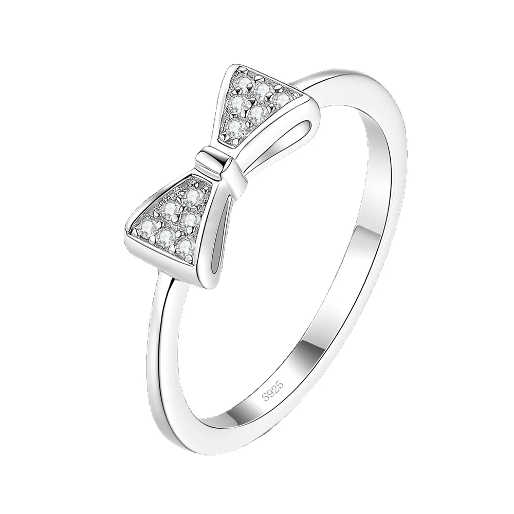 

Full Diamond Moissanite Ring S925 Sterling Silver Bow Wedding Rings for Woman Anniversary Party High-End Jewelry Gift