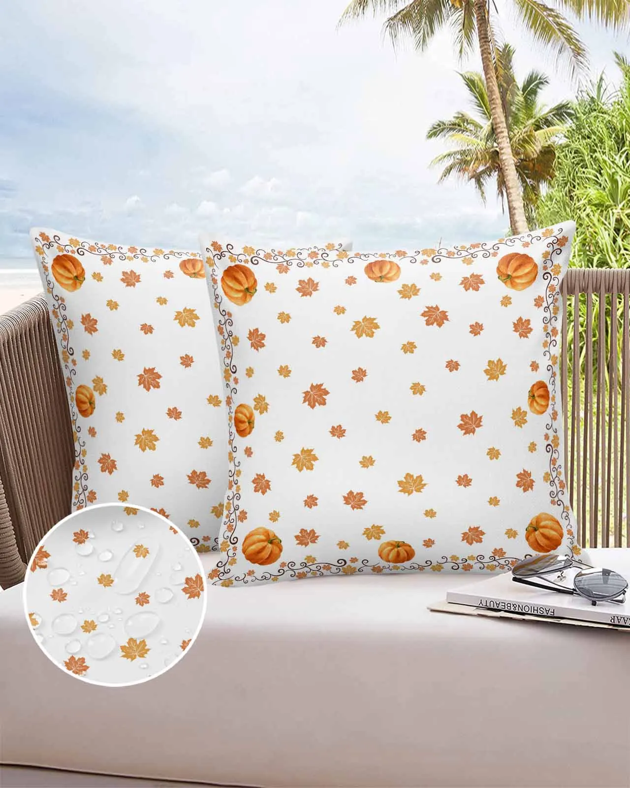 

2/4PCS Waterproof Pillow Cover Retro Farm Maple Leaf Pumpkin Outdoor Pillowcase Case Garden Patio Cushion Covers Home Decor