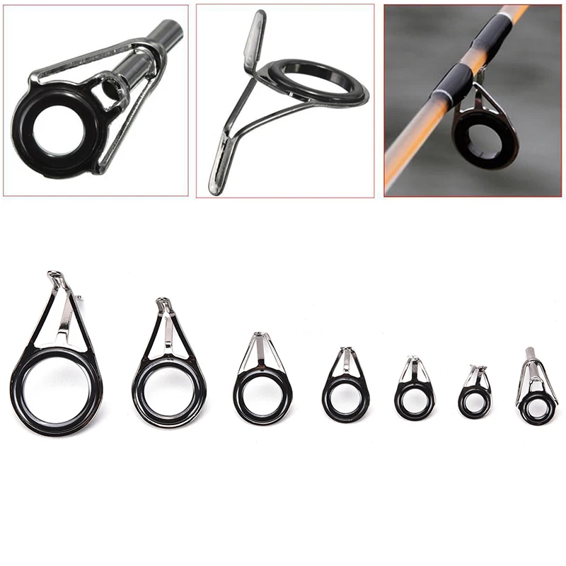 Fishing Rod Guide Repair Kit 7Pcs Mixed Size Replacement Eyes/Alumina Oxide for DIY Fix on Casting, Spinning Rods