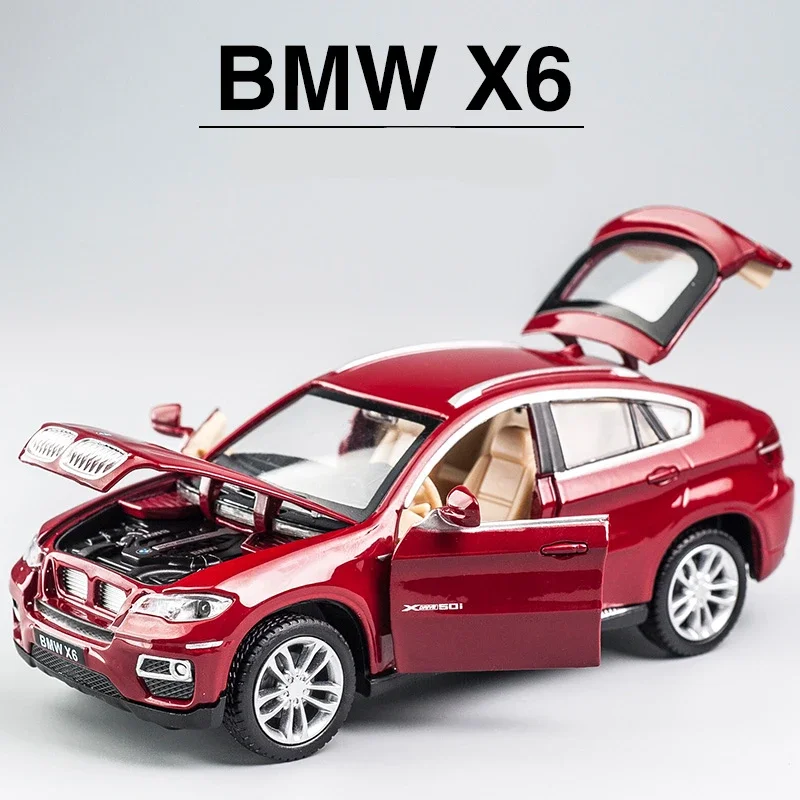 X6 BMW SUV อัลลอยหล่อโมเดลรถโลหะดึงล้อหลังวันเกิดสำหรับเด็กของเล่น kado ulang tahun สำหรับเด็ก F146