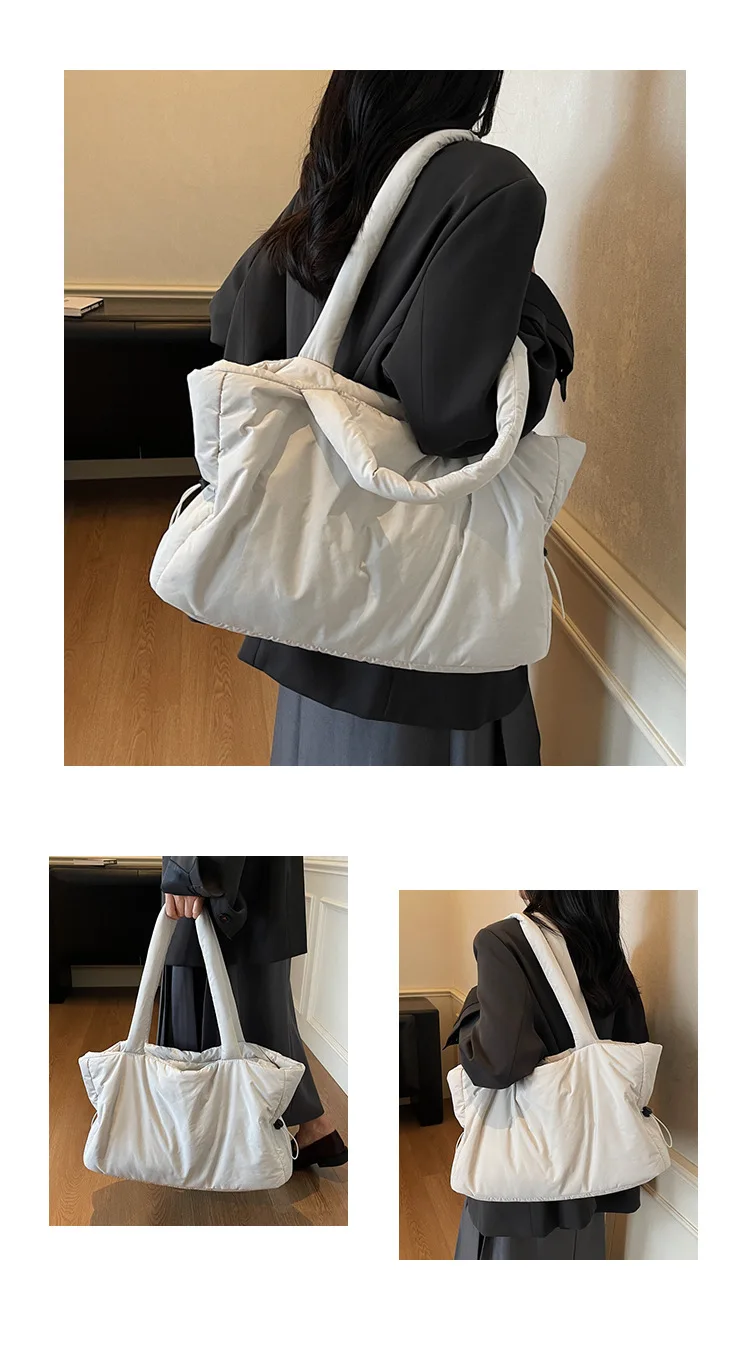 Herbst Winter Baumwolle Umhängetasche Frauen Stilvolle Tote Satchel Handtasche Geräumige Nylon Geldbörse für Arbeit Pendeln und Reisen – Detail 12