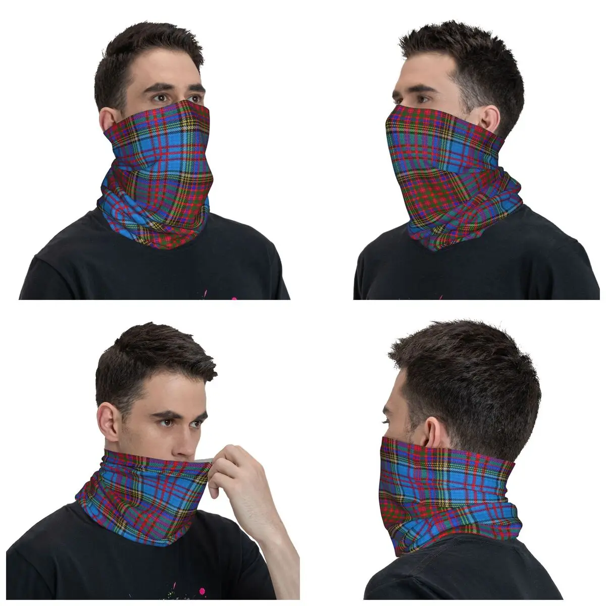 Custom Geometric Plaid Clan Tartan Neck Gaiter Women Men Windproof Winter Bandana Scarf for Hiking