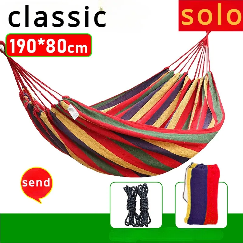 1set Outdoor Camping Canvas Hammock Single Double Hammock Outdoor Anti-rollover Duck Bill Buckle Camping Accessories