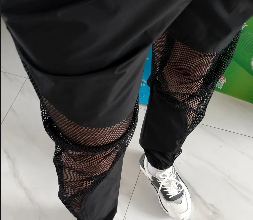 Mens Leggings Mesh Casual Pants Daily Personality Niche Breathable Simple Versatile Streetwear Trousers Men'S Clothing 2024