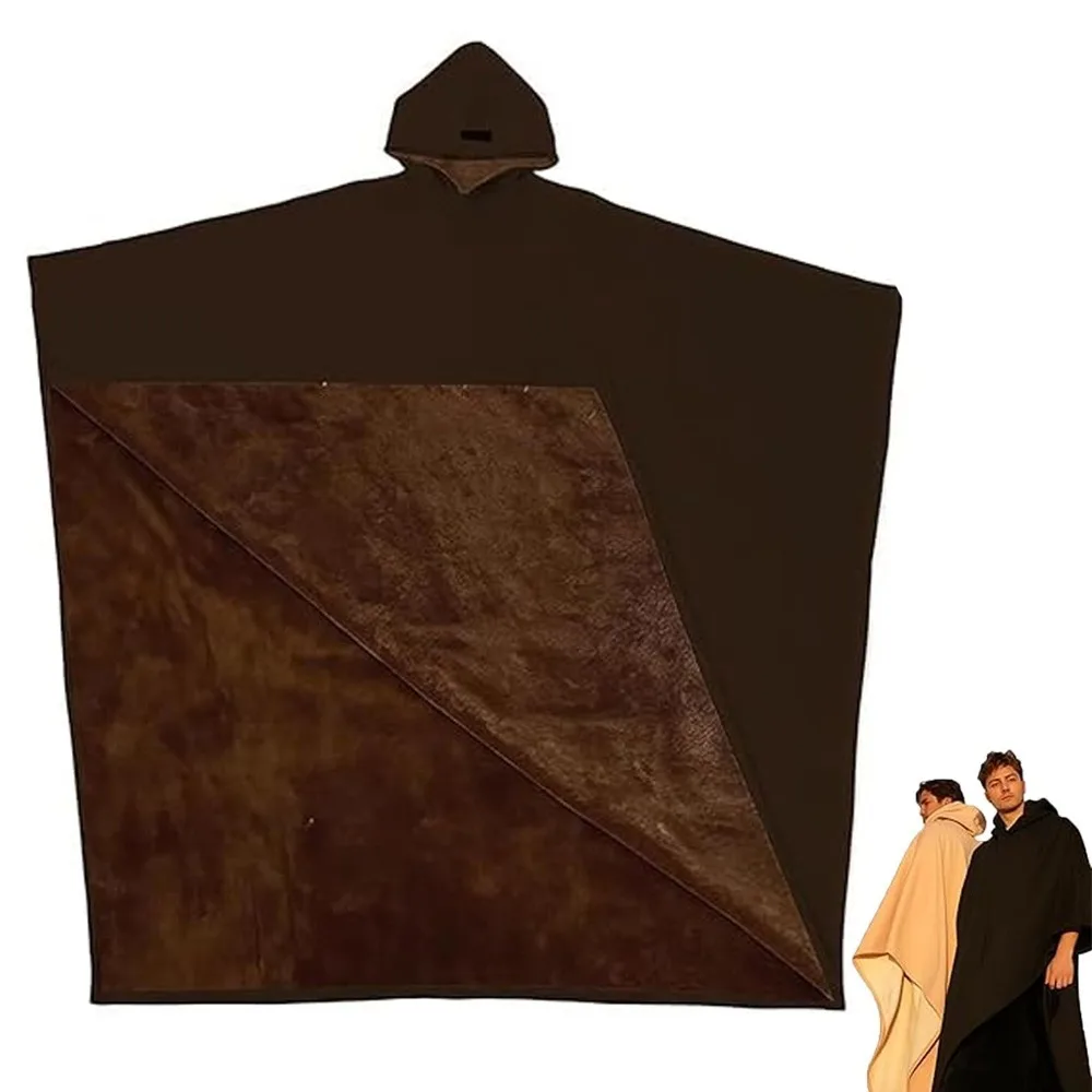 New Good Quality Indio Cloak Hoodie Punk Loose Solid Color Cloak Top Blanket with Hat Male Tops for Autumn and Winter