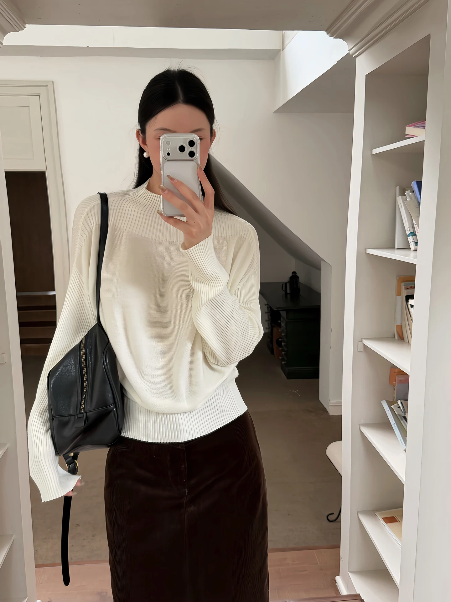 

Корейский женский вязаный свитер SASA с высоким воротником и длинными рукавами, из смесовой шерсти, в полоску, с лоскутным узором, элегантный топ