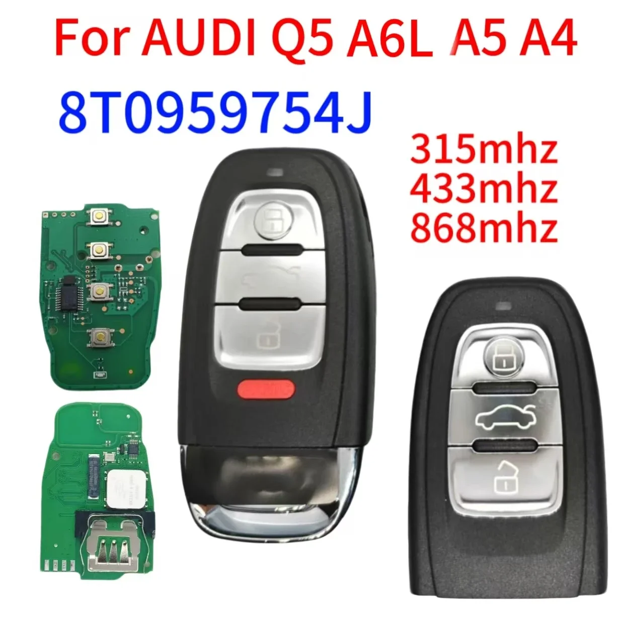 

Da Shi FCCID 8T0959754J 315/433/868MHZ 3/4Buttons For Audi A3 A4 A5 A6 A7 Q3 Q5 Q7 Smart Remote Car Key