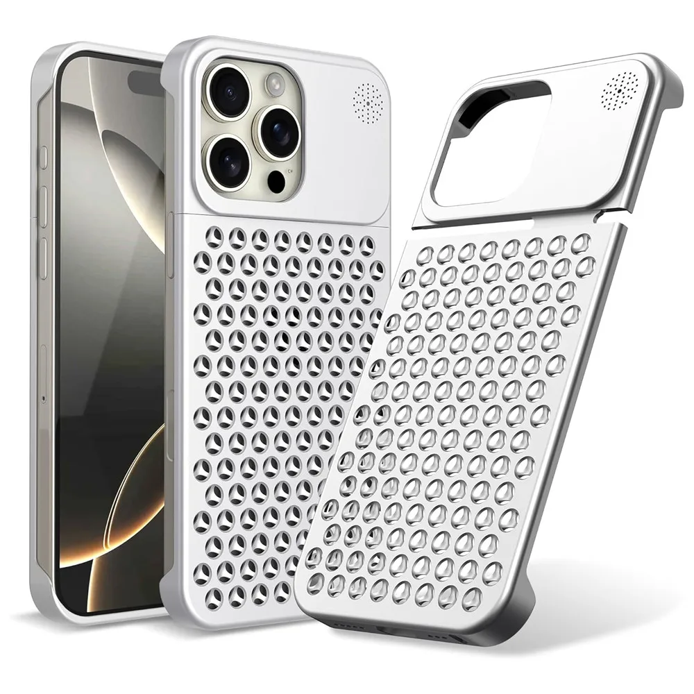 

Luxury Metal Heat Dissipation Phone Case For iPhone 13 12 14 15 16 Pro Max Plus 16Pro Fragrance Pure Aluminum Alloy Phone Cover