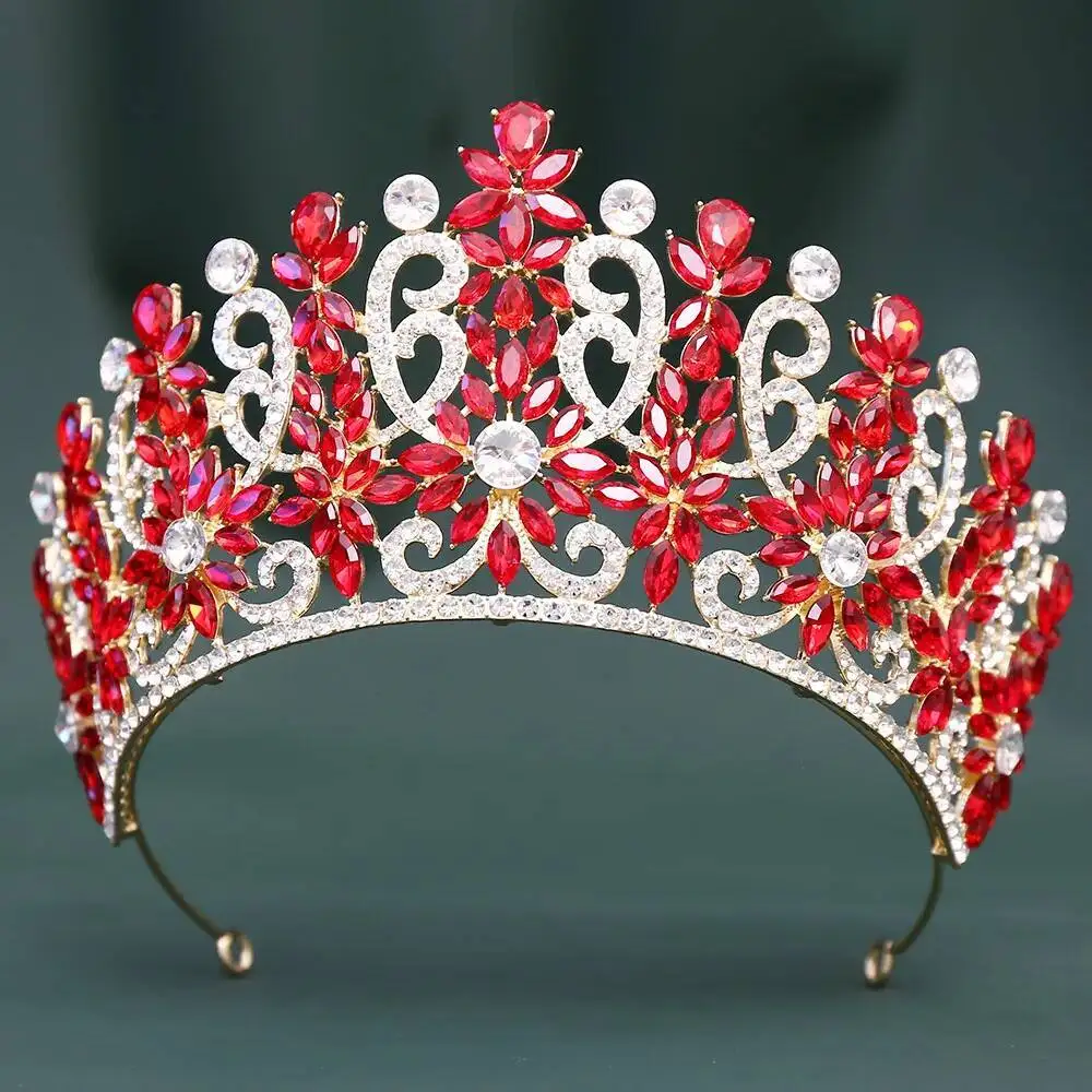 

Опаловый красный кристалл, королевская свадебная корона для королевы, стразы, свадебная диадема, головной убор, вечерние тиара, аксессуары для платья для волос