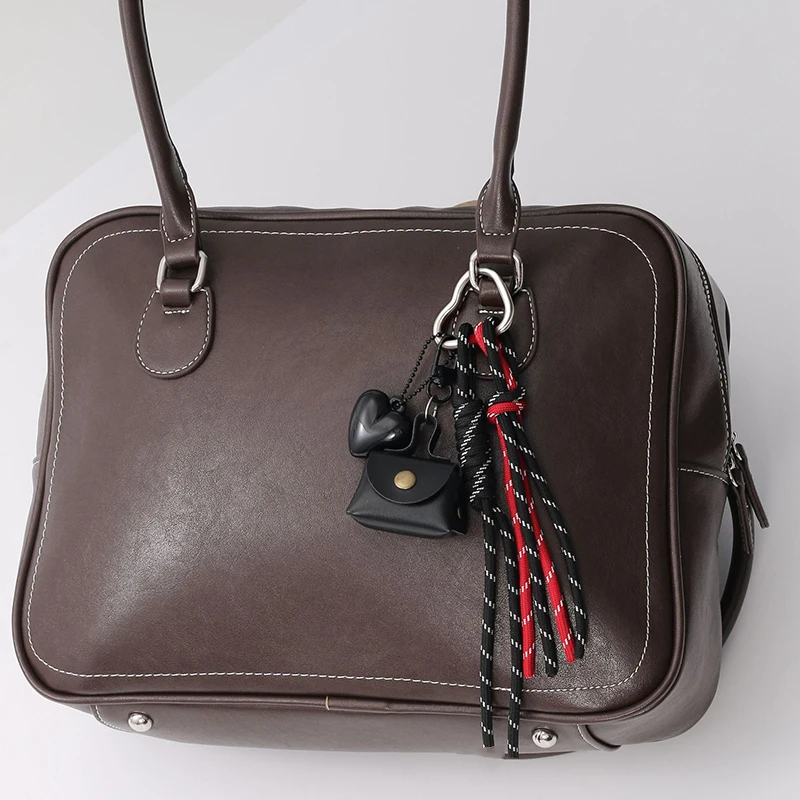 Maillard Braid Rope Pendant Exquisite Cute Leather Pendant Charm With Mini Bow Bag Women Luxury Bag Key Chain Mobile Phone Decor