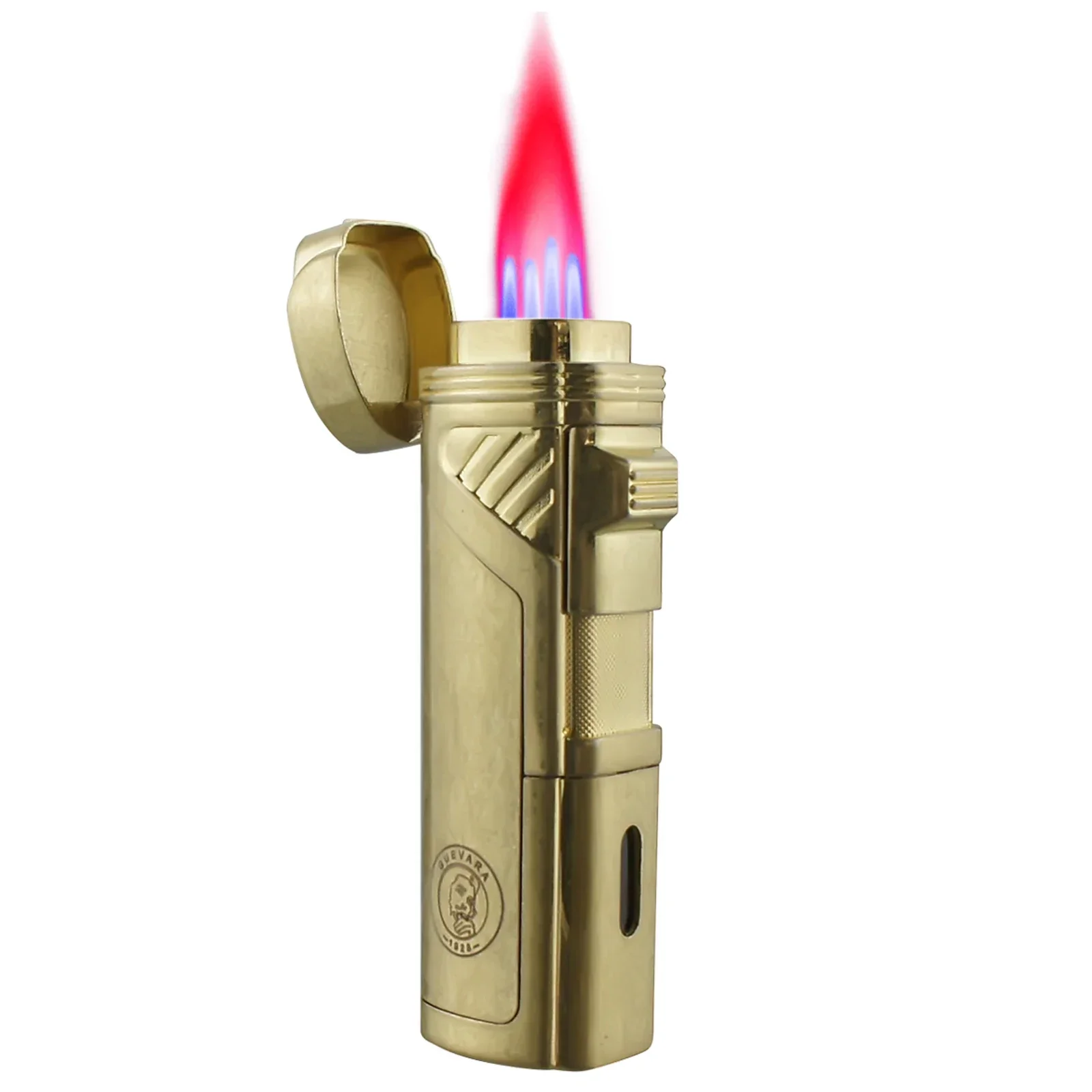 GUEVARA Jet Torch Cigar Lighter with Cigar Punch Windproof Flame Butane Torch Refillable Lighters for Cigar Smoking