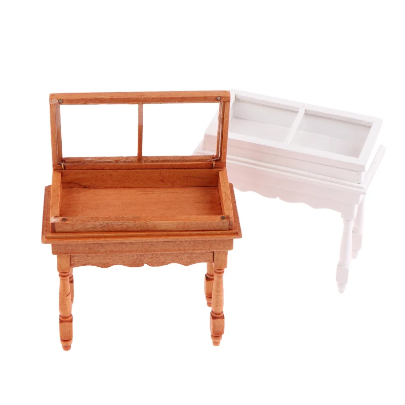 1 adet 1:12 Dollhouse minyatür ahşap sayaç kapaklı ekran dolabı vitrin depolama dolabı mobilya bebek evi dekor oyuncak