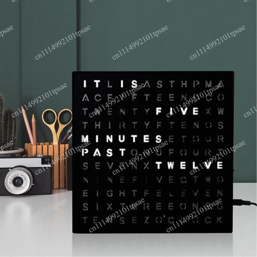 Creative LED letter wall clock, English time display desktop, home multifunctional reading timer clock