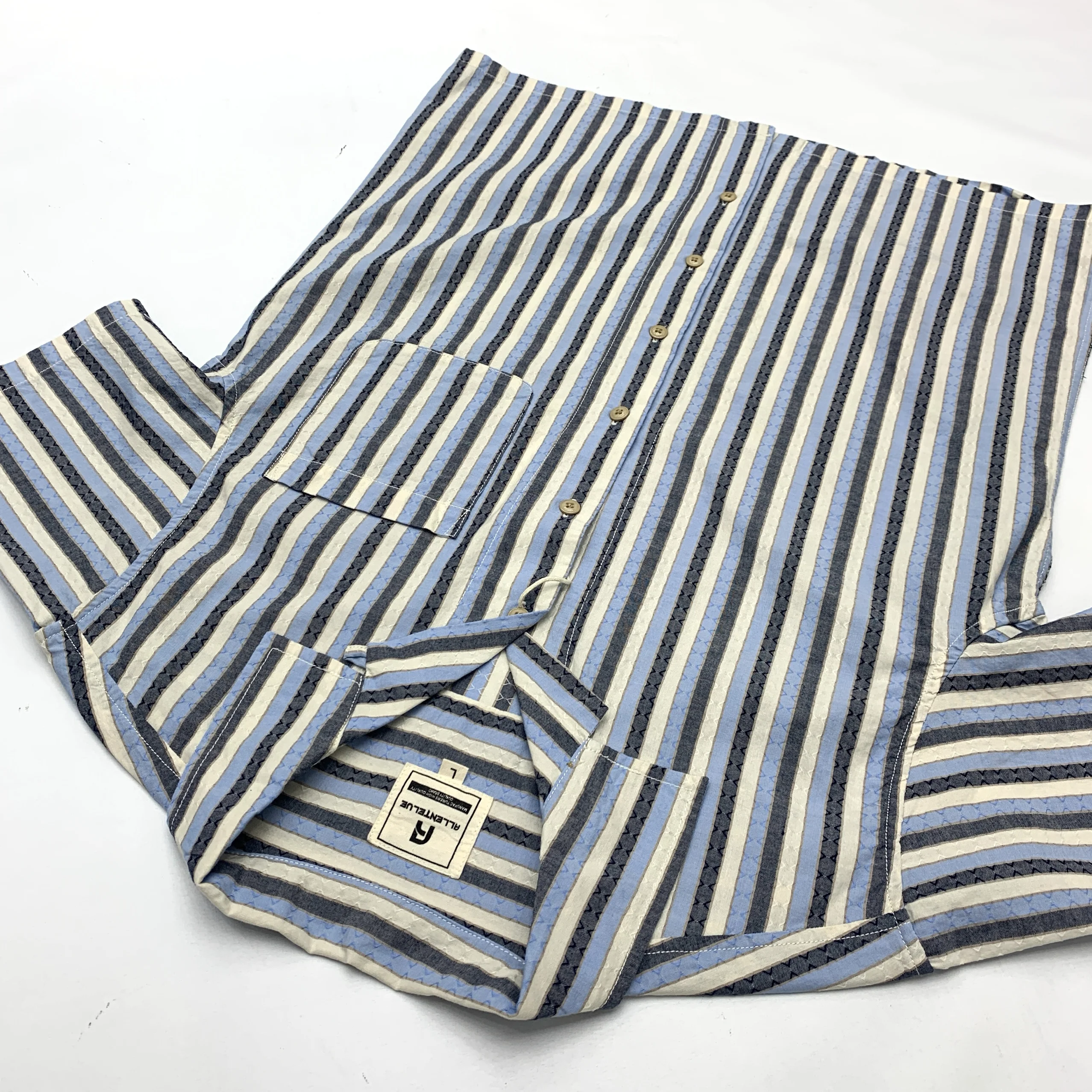 Cotton Striped ort Sve irt Loose Fit Cuban Collar Men's Retro Japanese Sle Summer irt Women's Top f Sve irt