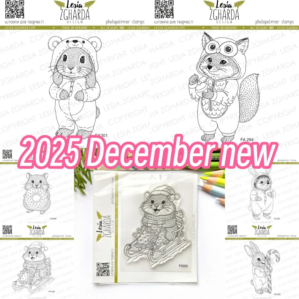 Christmas Mouse Skiing and Coffee 2025 New Stamps For Scrapbook Diary Decoration Embossing Template Diy Greeting Card Handmade
