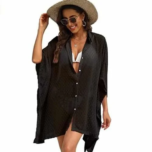 

Summer Sunscreen Kimono Swimwear irt Women's Beachwear Loose Fit Cotton Casual Sle Seven Sve Length Faion Trend